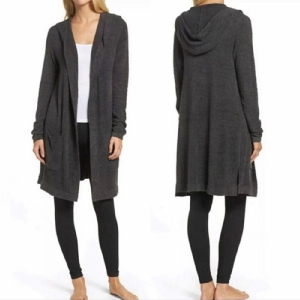 Barefoot Dreams Cozy Chic Lite Resort Cardigan in Graphite Gray XS Small
